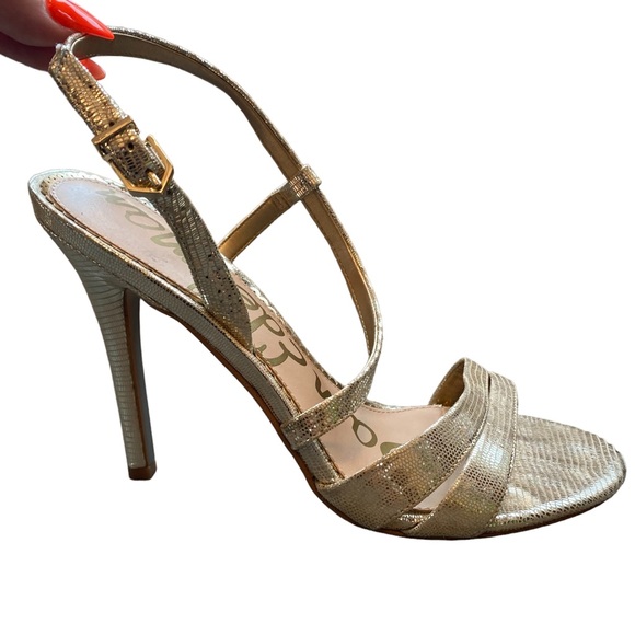 Sam Edelman Alisandra Holiday Gold Leather w/ 4.5” Stiletto Heel- size 9 - Picture 9 of 16